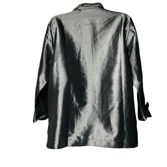 Terra SJ Apparel Jacket Size Large Gray Metallic Wired Collar Art to Wear Pocket - Picture 5 of 9